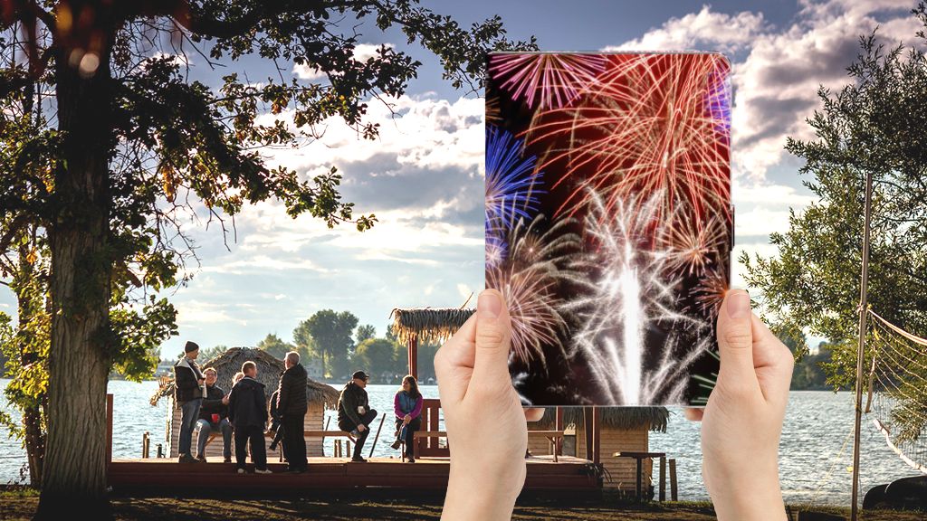 Tablet Hoes met standaard Vuurwerk - voorkant