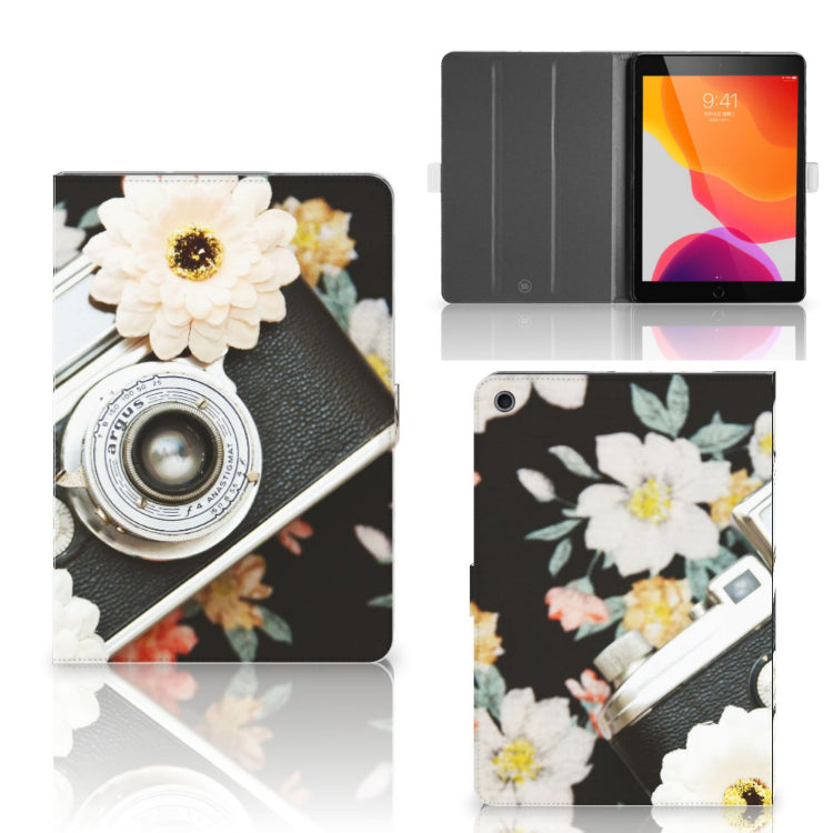 Tablet Hoesje met foto Vintage Camera - collage met voor-, achter- en binnenkant