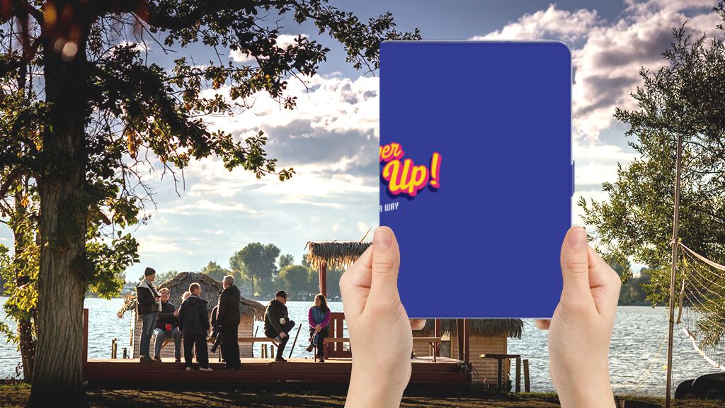 Tablet Hoesje met naam Never Give Up - voorkant