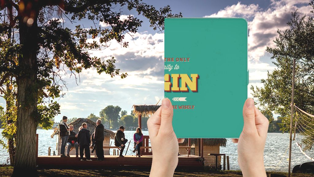 Tablet Hoesje met naam Quote Begin - voorkant