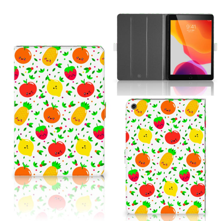 Tablet Stand Case Fruits - collage met voor-, achter- en binnenkant