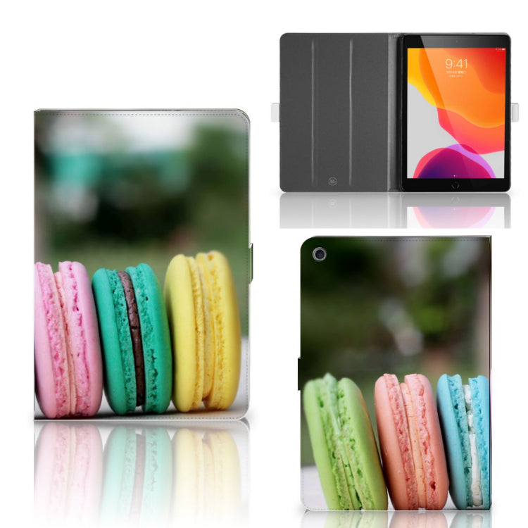 Tablet Stand Case Macarons - collage met voor-, achter- en binnenkant