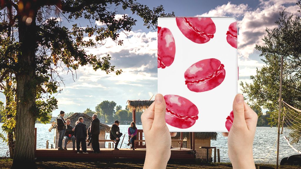 Tablet Stand Case Pink Macarons - voorkant