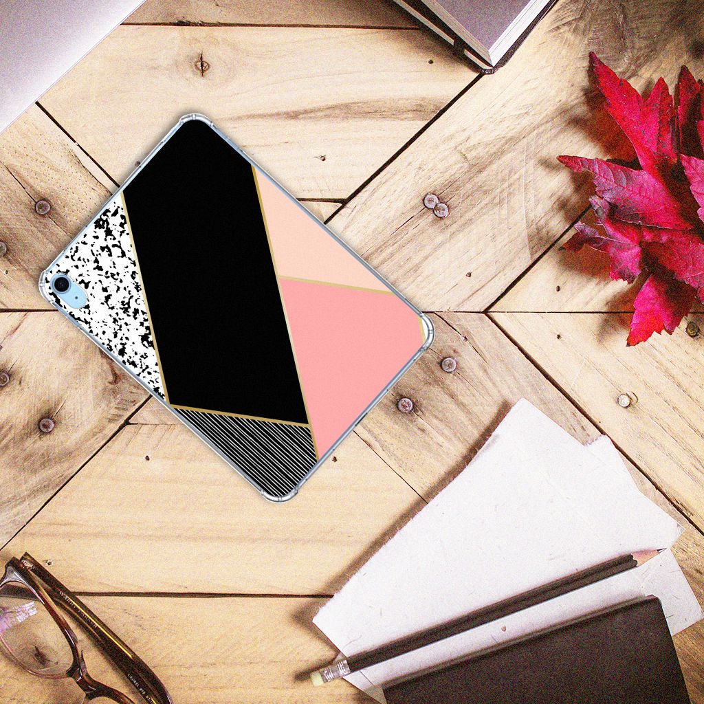 iPad (2022) 10.9 Back Cover Zwart Roze Vormen