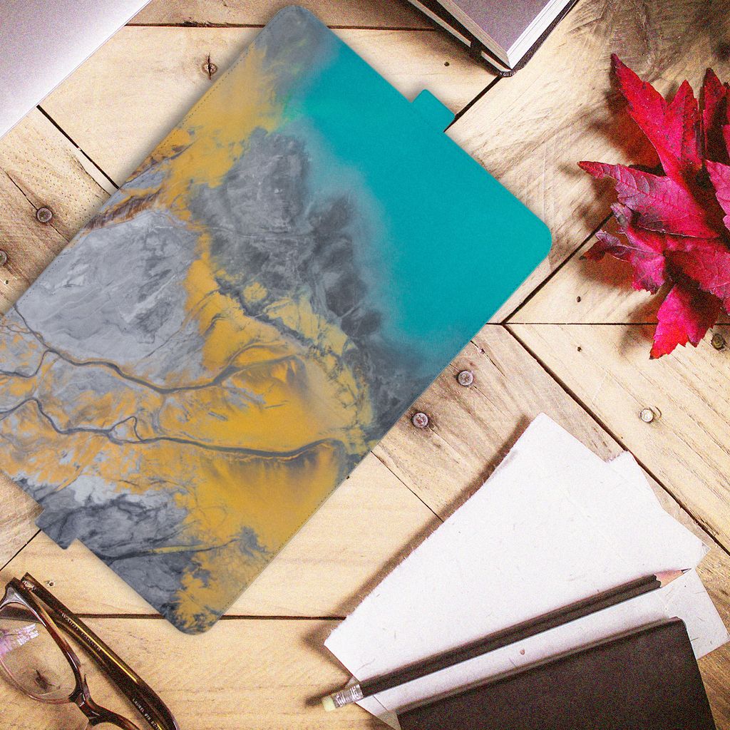 iPad (2022) 10.9 Leuk Tablet hoesje  Marble Blue Gold