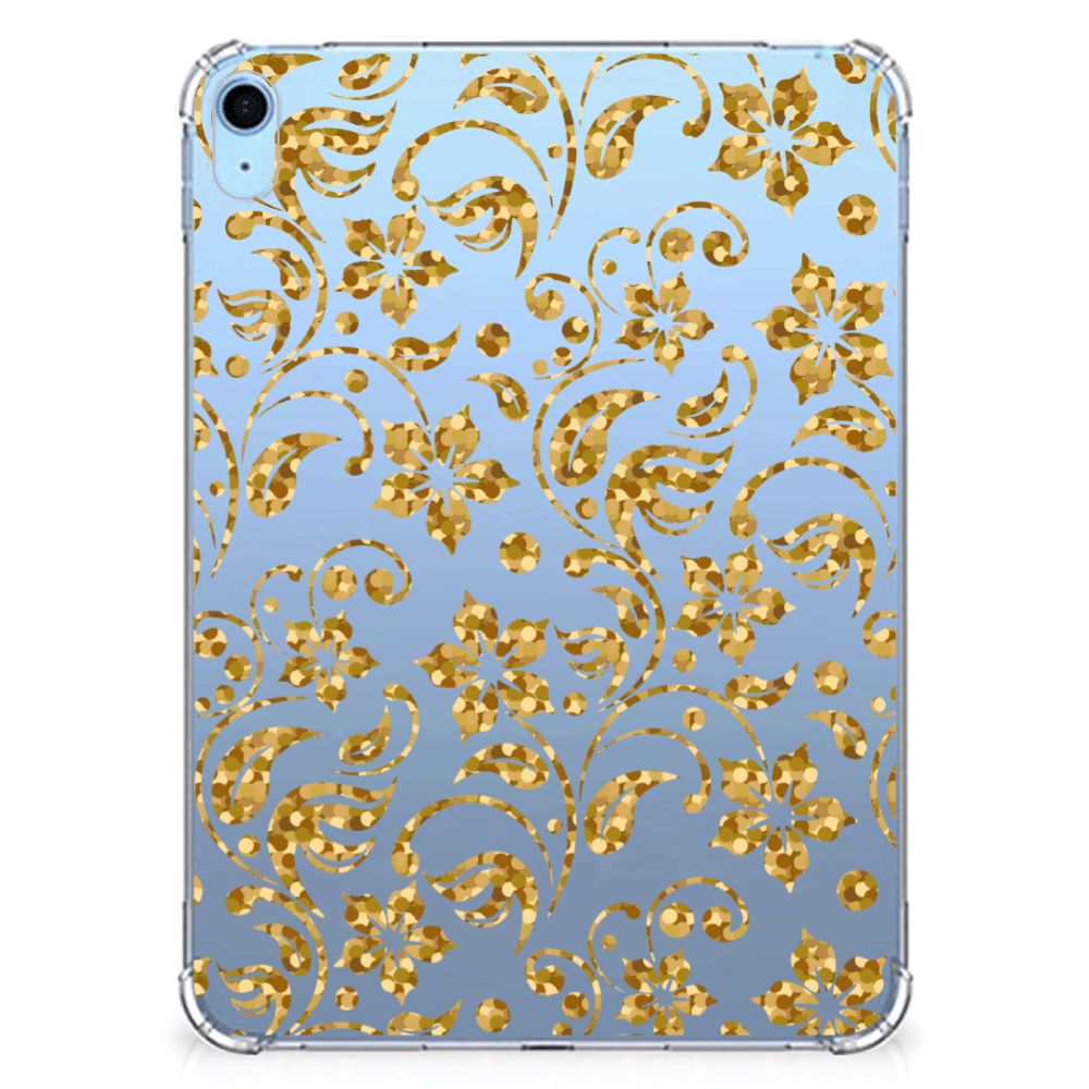 iPad (2022) 10.9 Siliconen Hoesje Gouden Bloemen