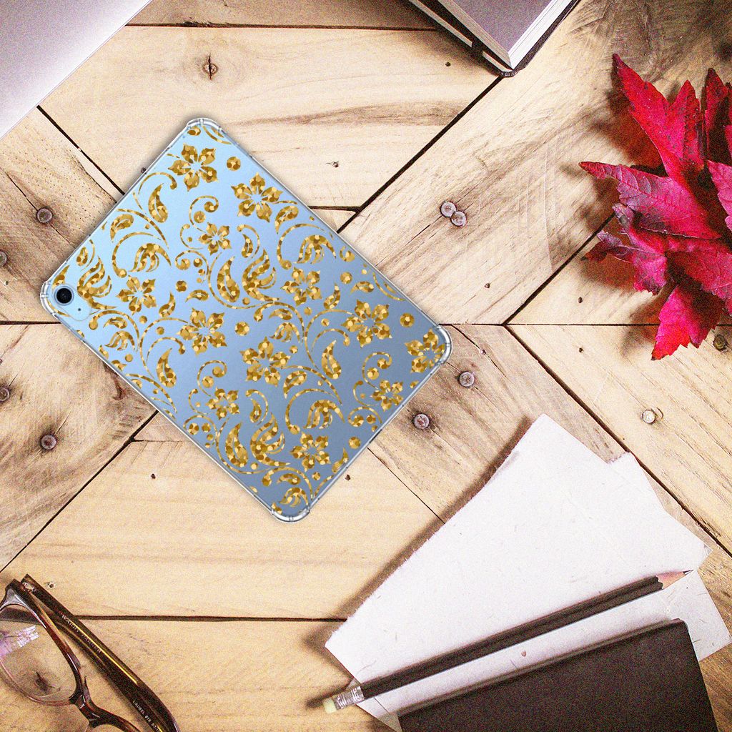 iPad (2022) 10.9 Siliconen Hoesje Gouden Bloemen