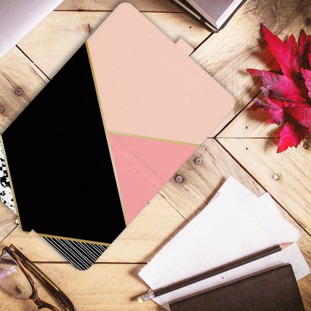 iPad (2022) 10.9 Tablet Beschermhoes Zwart Roze Vormen