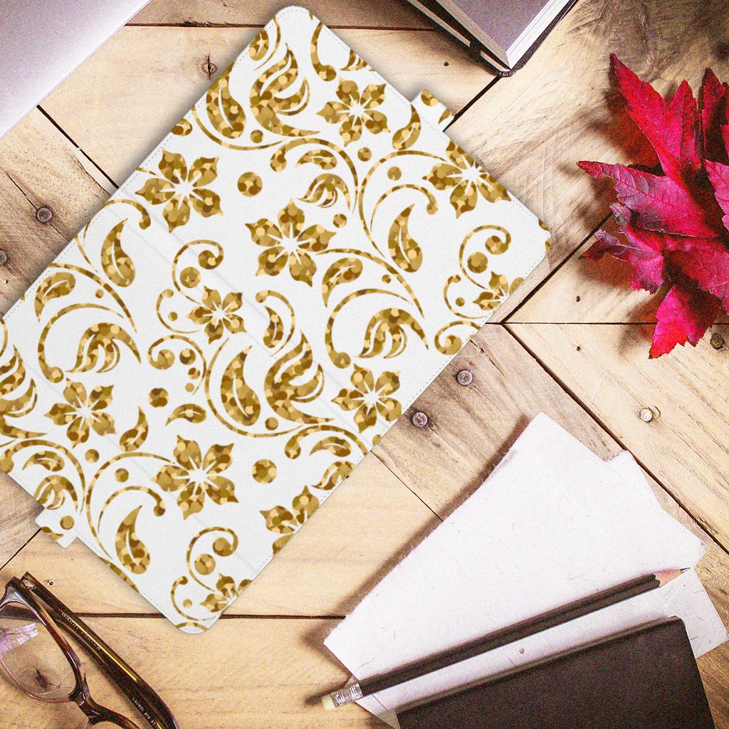 iPad (2022) 10.9 Tablet Cover Gouden Bloemen