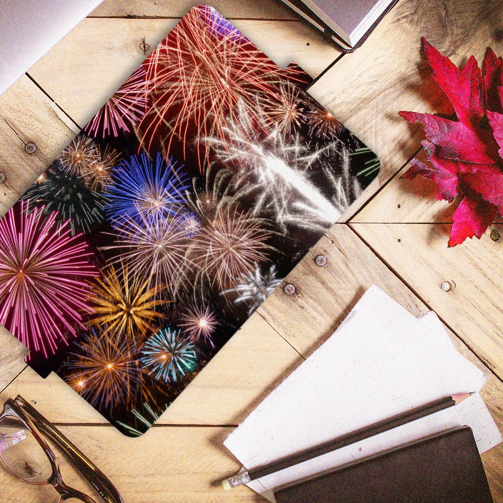 iPad (2022) 10.9 Tablet Hoes met standaard Vuurwerk vuurwerk design bovenaanzicht