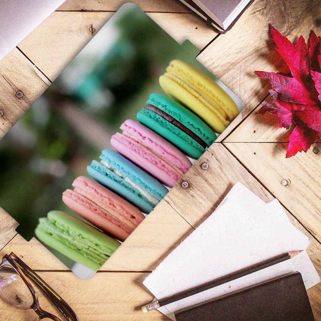 iPad (2022) 10.9 Tablet Stand Case Macarons macarons design bovenaanzicht