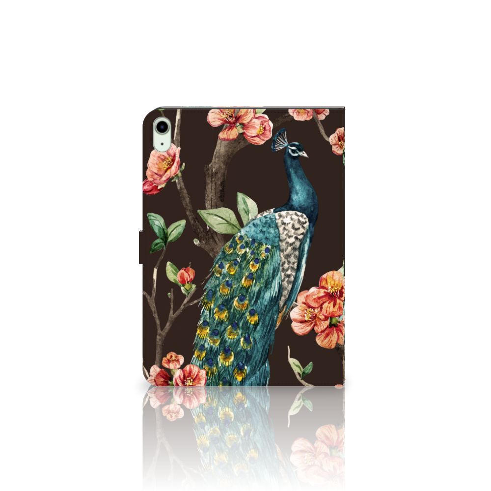 iPad Air (2020/2022) 10.9 inch Flip Case Pauw met Bloemen design voorzijde
