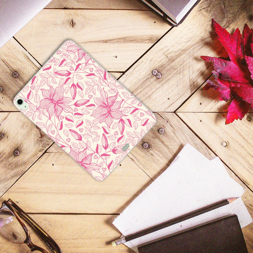 iPad Air (2020/2022) 10.9 inch Siliconen Hoesje Pink Flowers - B2C Telecom
