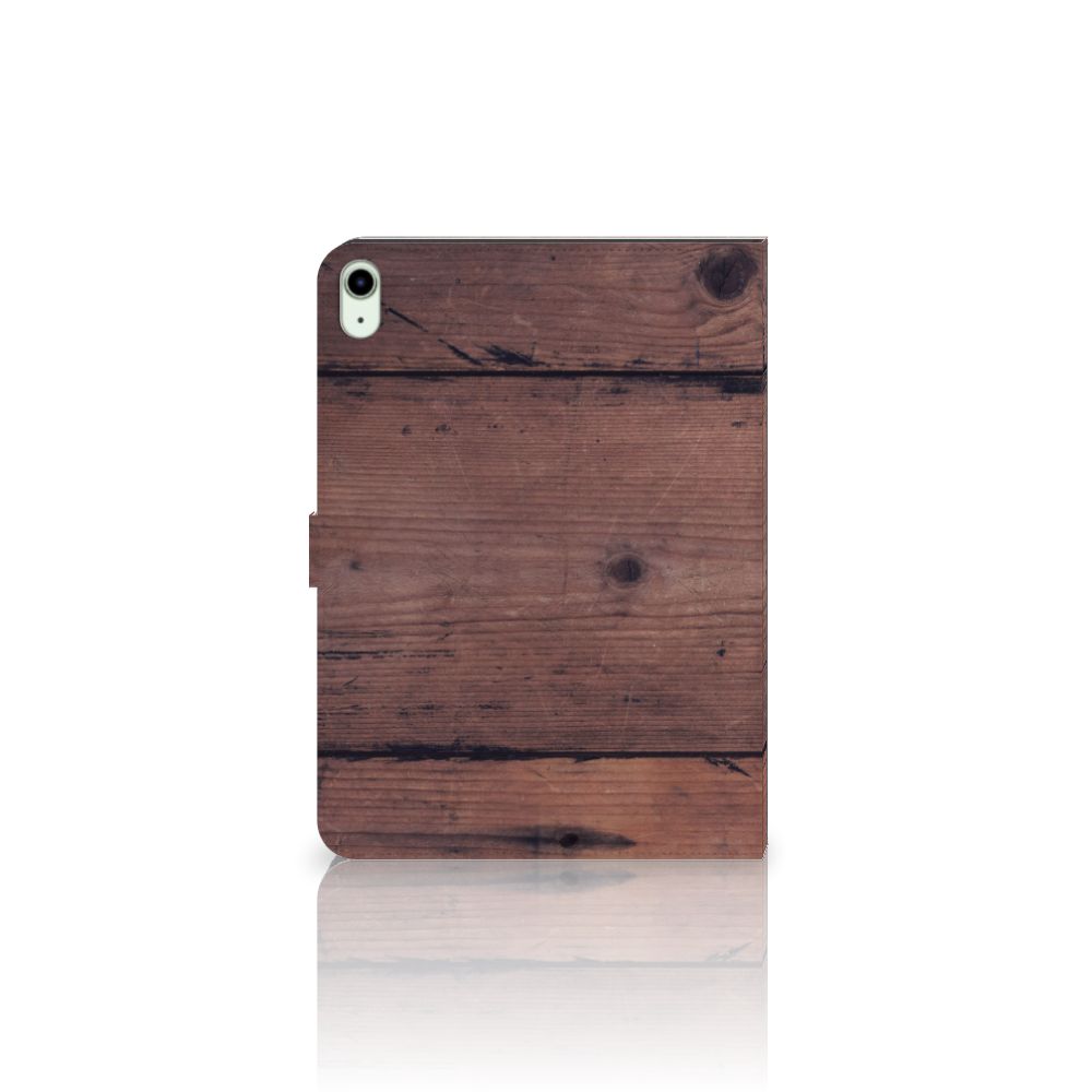 iPad Air (2020/2022) 10.9 inch Tablet Book Cover Old Wood achteraanzicht.