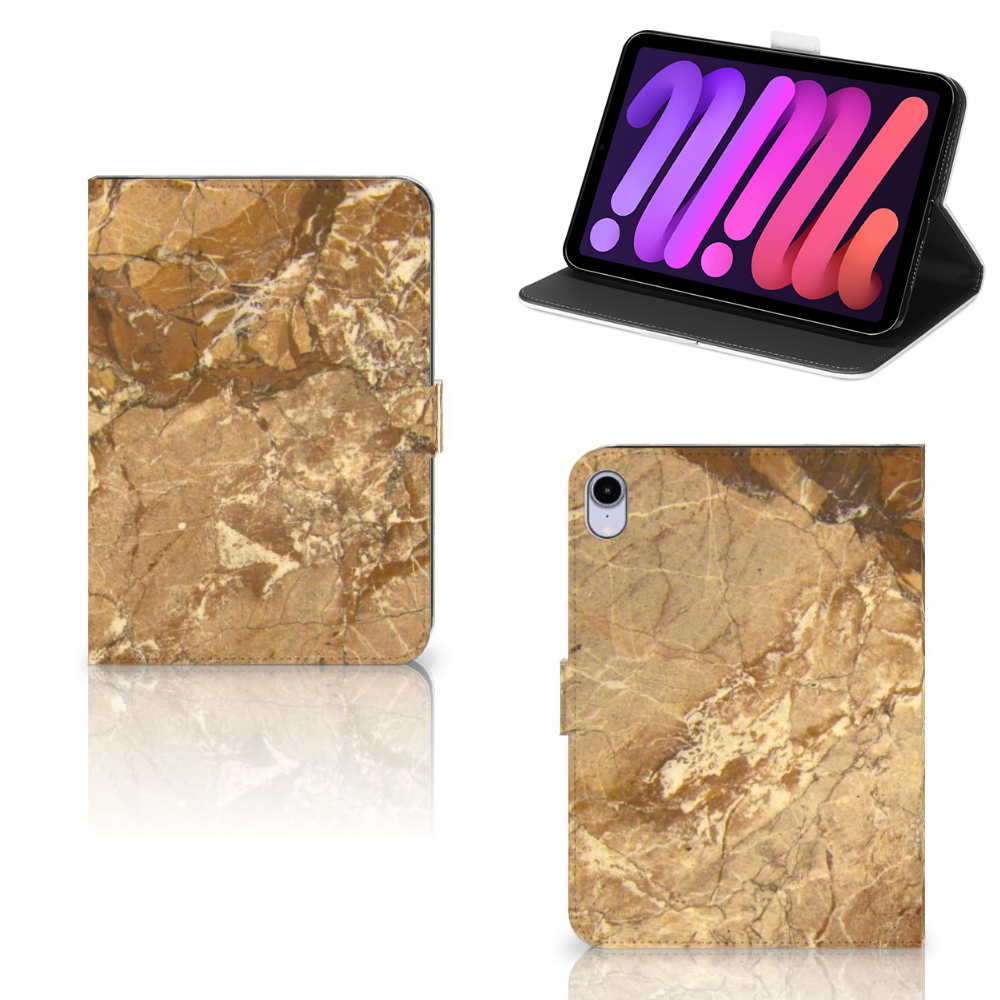 iPad Mini 6 (2021) Leuk Tablet hoesje  Marmer Creme