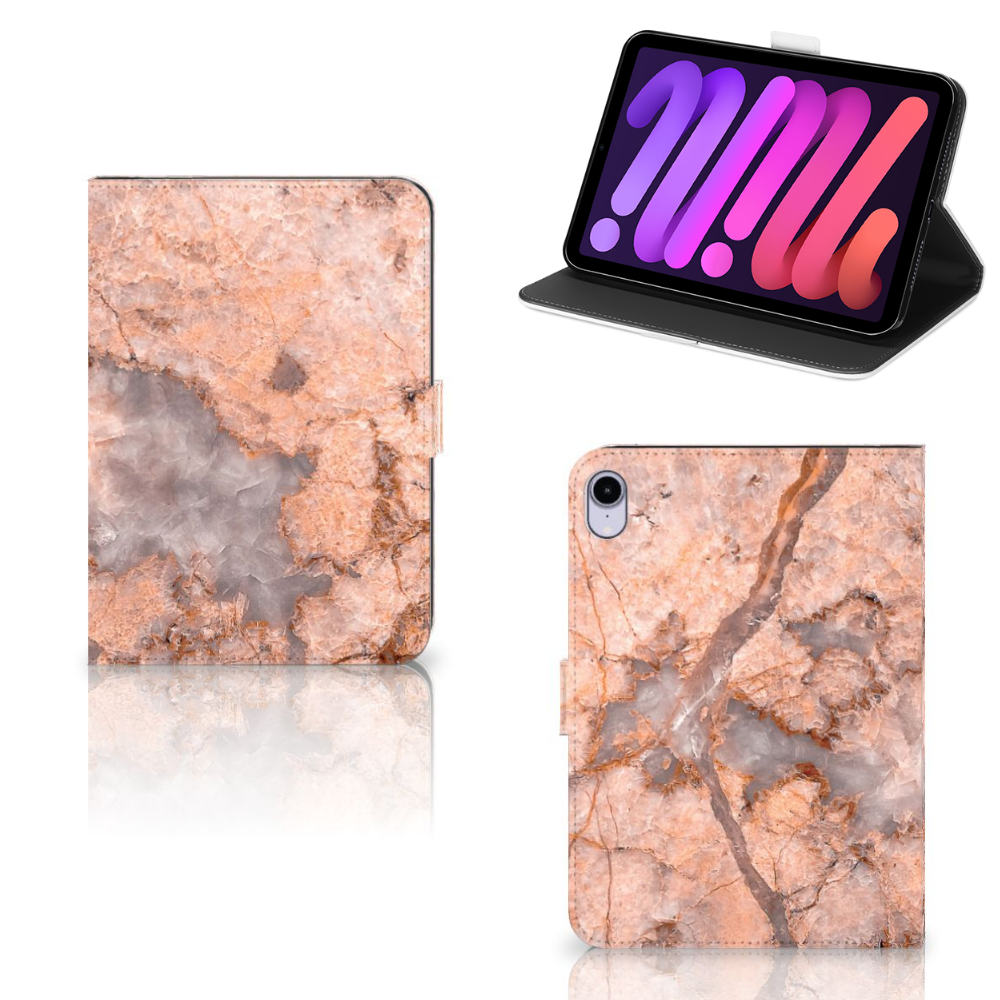 iPad Mini 6 (2021) Leuk Tablet hoesje  Marmer Oranje