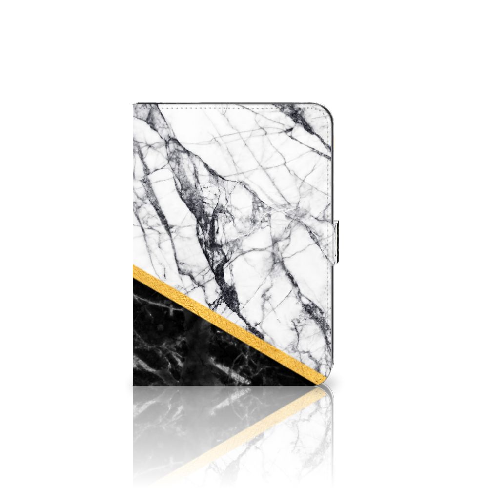 iPad Mini 6 (2021) Leuk Tablet hoesje  Marmer Wit Zwart - Origineel Cadeau Man