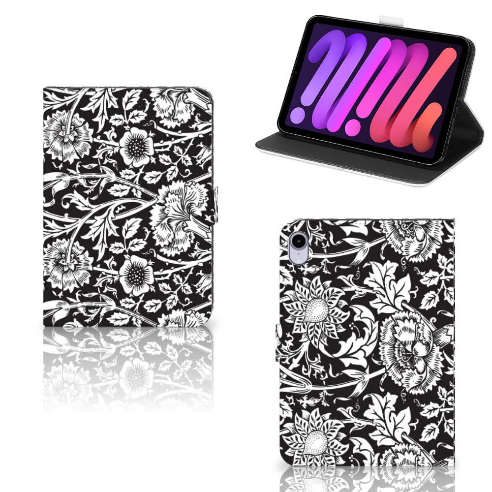 iPad Mini 6 (2021) Tablet Cover Black Flowers