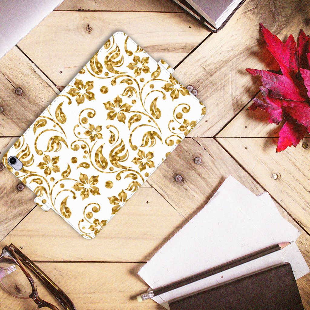 iPad Mini 6 (2021) Tablet Cover Gouden Bloemen