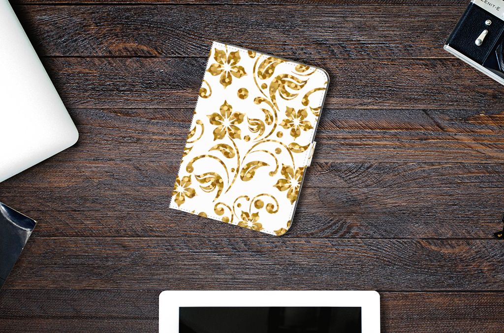 iPad Mini 6 (2021) Tablet Cover Gouden Bloemen