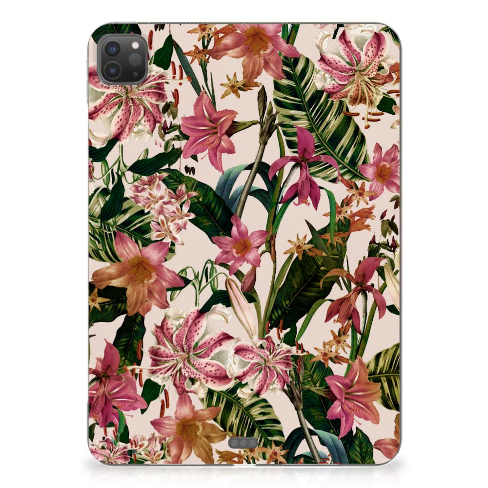iPad Pro 11 (2024) Siliconen Hoesje Flowers bloemen patroon kleurrijk
