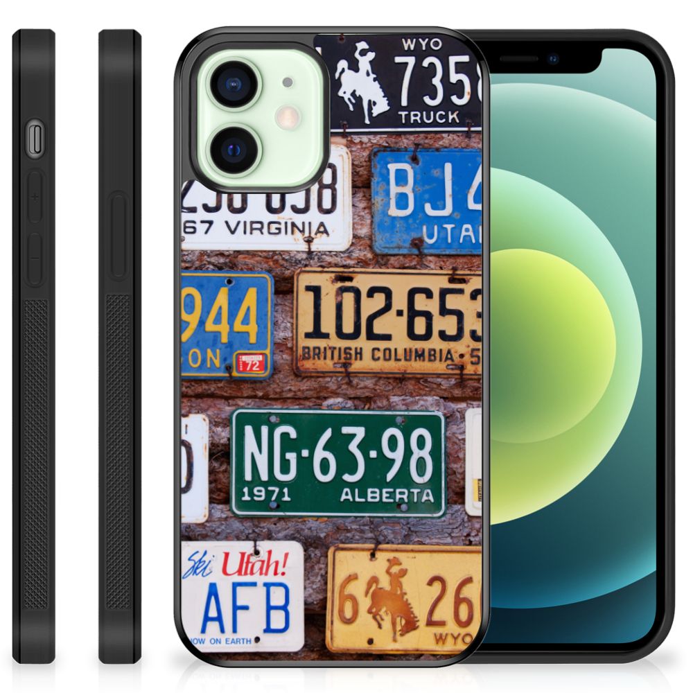 Apple iPhone 12 Mini Grip Case Kentekenplaten vintage design voorkant en zijkant