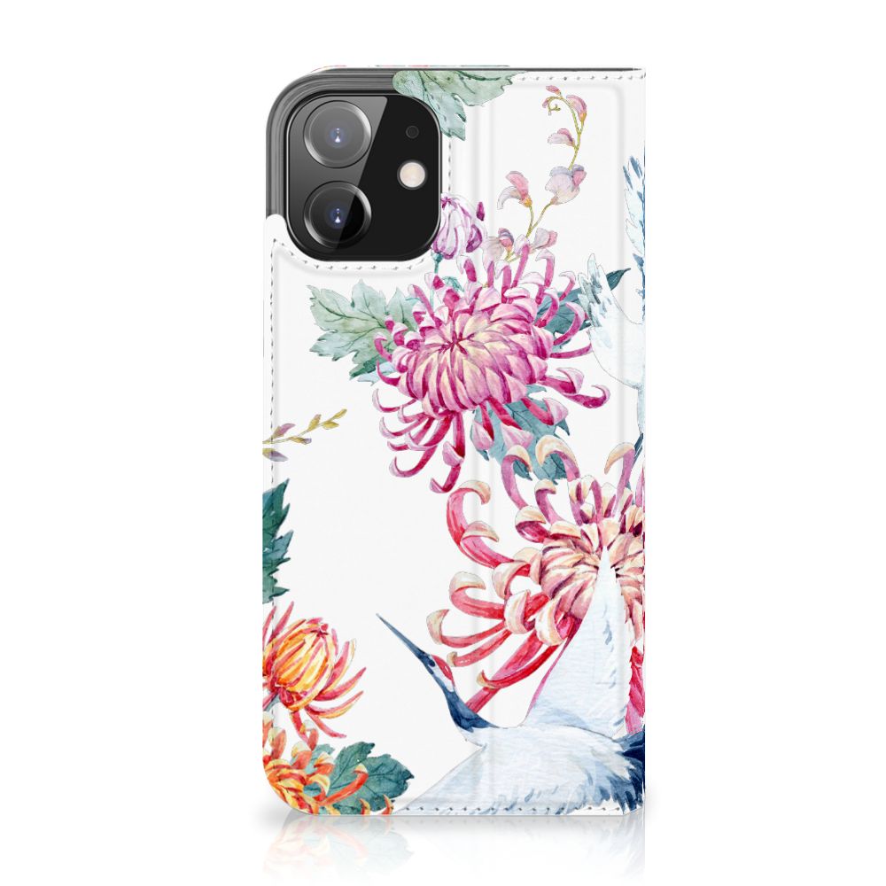 iPhone 12 iPhone 12 Pro Hoesje maken Bird Flowers bloemen ooievaar design