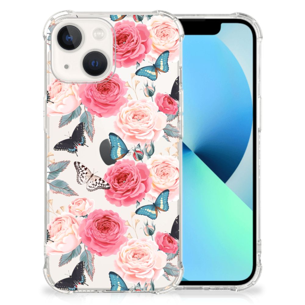 iPhone 13 Case Butterfly Roses achterkant en voorkant
