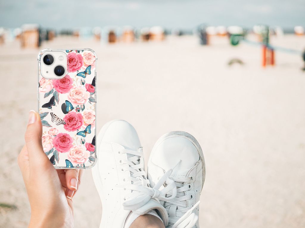 iPhone 13 Case Butterfly Roses telefoonhoesje bloemen vlinders detail