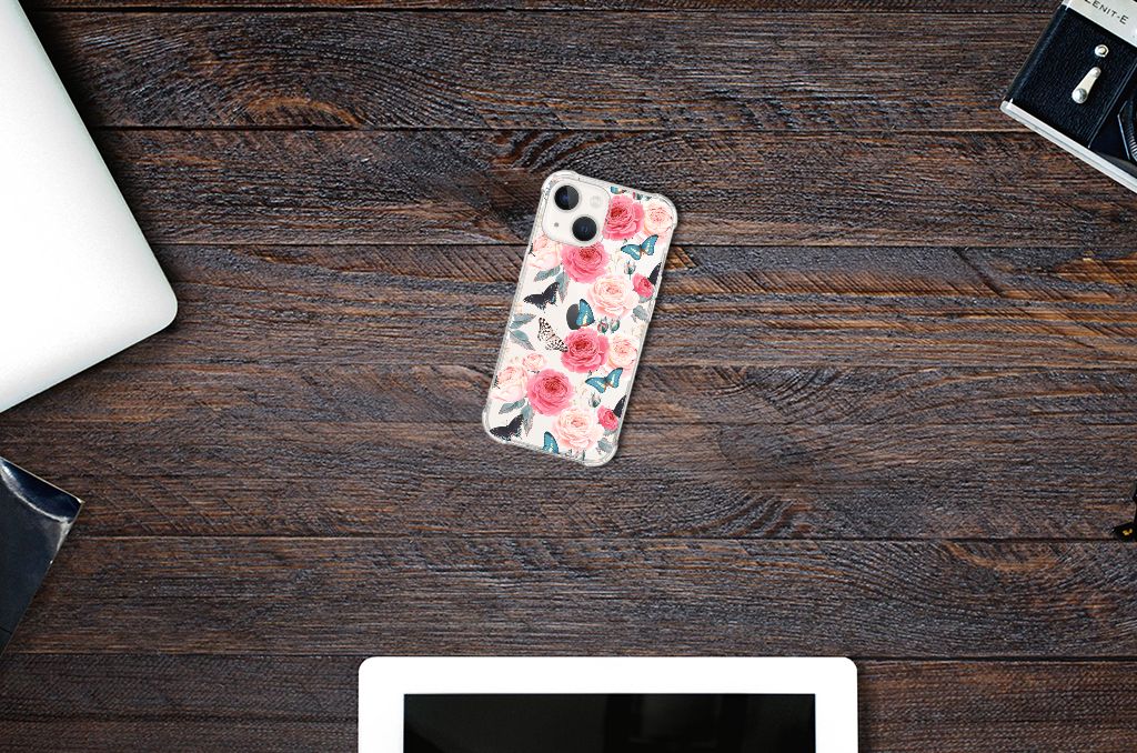 iPhone 13 Case Butterfly Roses design bovenaanzicht
