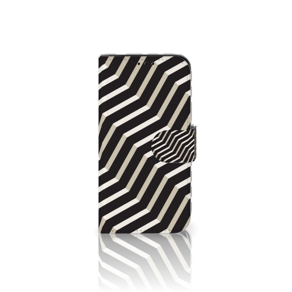 iPhone 13 Mini Book Case Illusion abstracte kunst optische illusie zwart wit