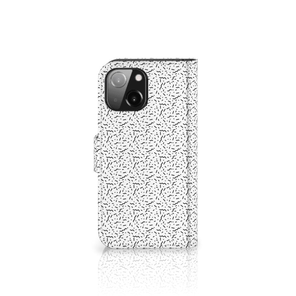 iPhone 13 Mini Telefoon Hoesje Stripes Dots design zwart wit aanzicht