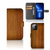 iPhone 13 Pro Max Book Style Case Donker Hout bookcase houten print voorzijde zijkant