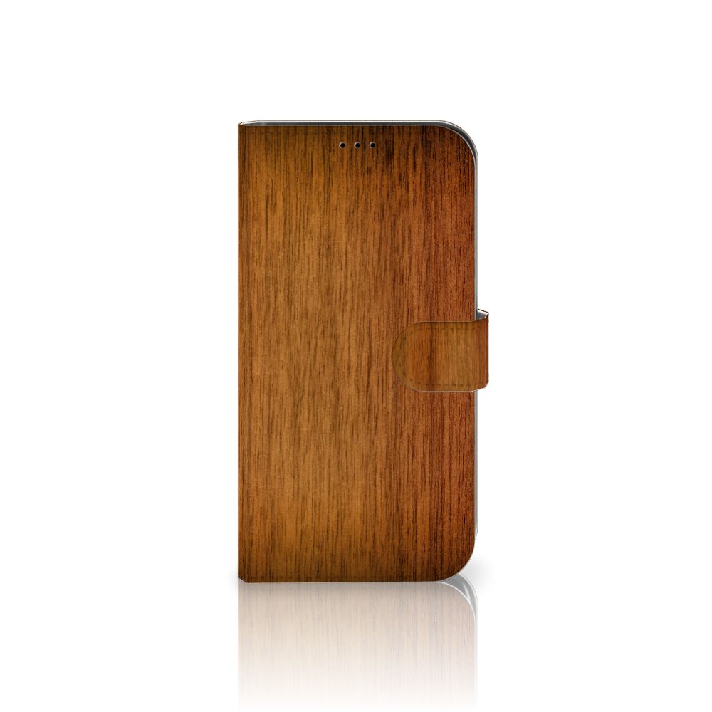 iPhone 13 Pro Max Book Style Case Donker Hout houten hoesje voorzijde