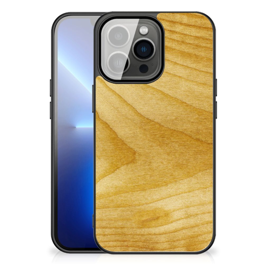 Apple iPhone 13 Pro Max Houten Print Telefoonhoesje Licht Hout achterkant ontwerp houtlook