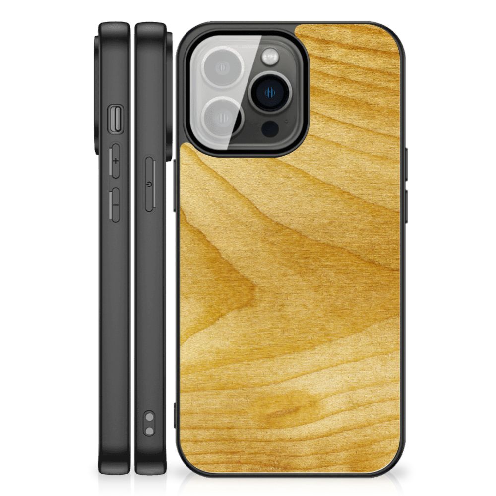 Apple iPhone 13 Pro Max Houten Print Telefoonhoesje Licht Hout achterkant uitzicht