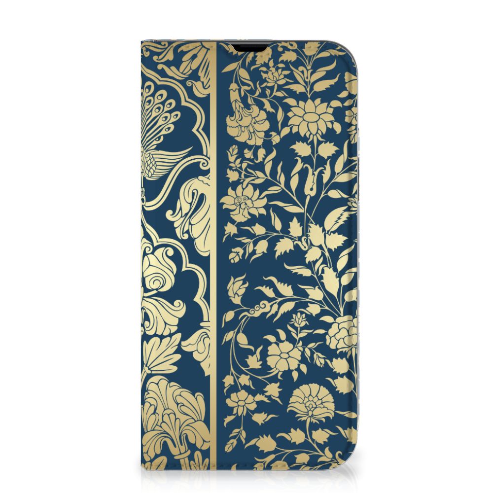 iPhone 13 Pro Max Smart Cover Beige Flowers design beige bloemen voorkant