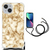 iPhone 14 Anti-Shock Hoesje Marmer Goud achterkant telefoon met koord