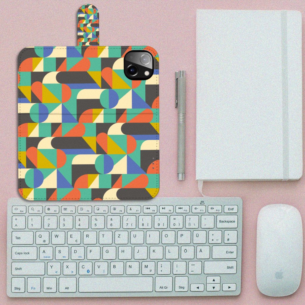 iPhone 14 Plus Telefoon Hoesje Funky Retro geometrisch design bovenaanzicht