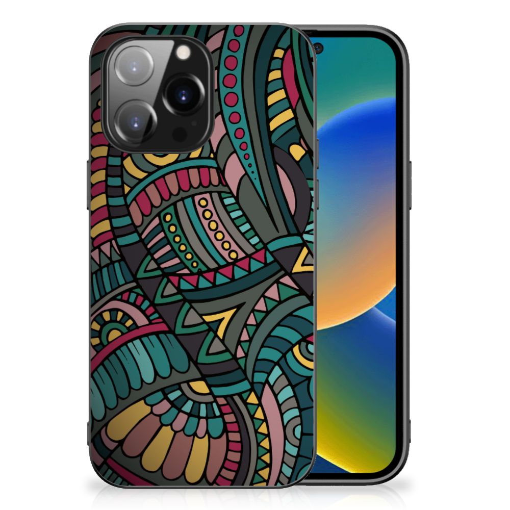 Apple iPhone 14 Pro Max Back Case Aztec patroondesign achterkant