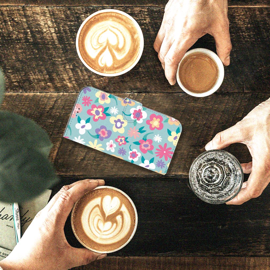 iPhone 14 Pro Max Hoesje Flower Power bloemen design bovenaanzicht