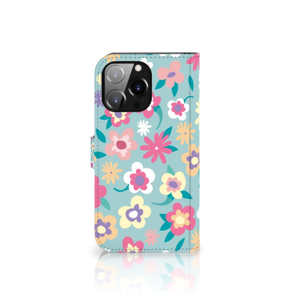Apple iPhone 14 Pro Max Hoesje Flower Power bloemen design voorkant