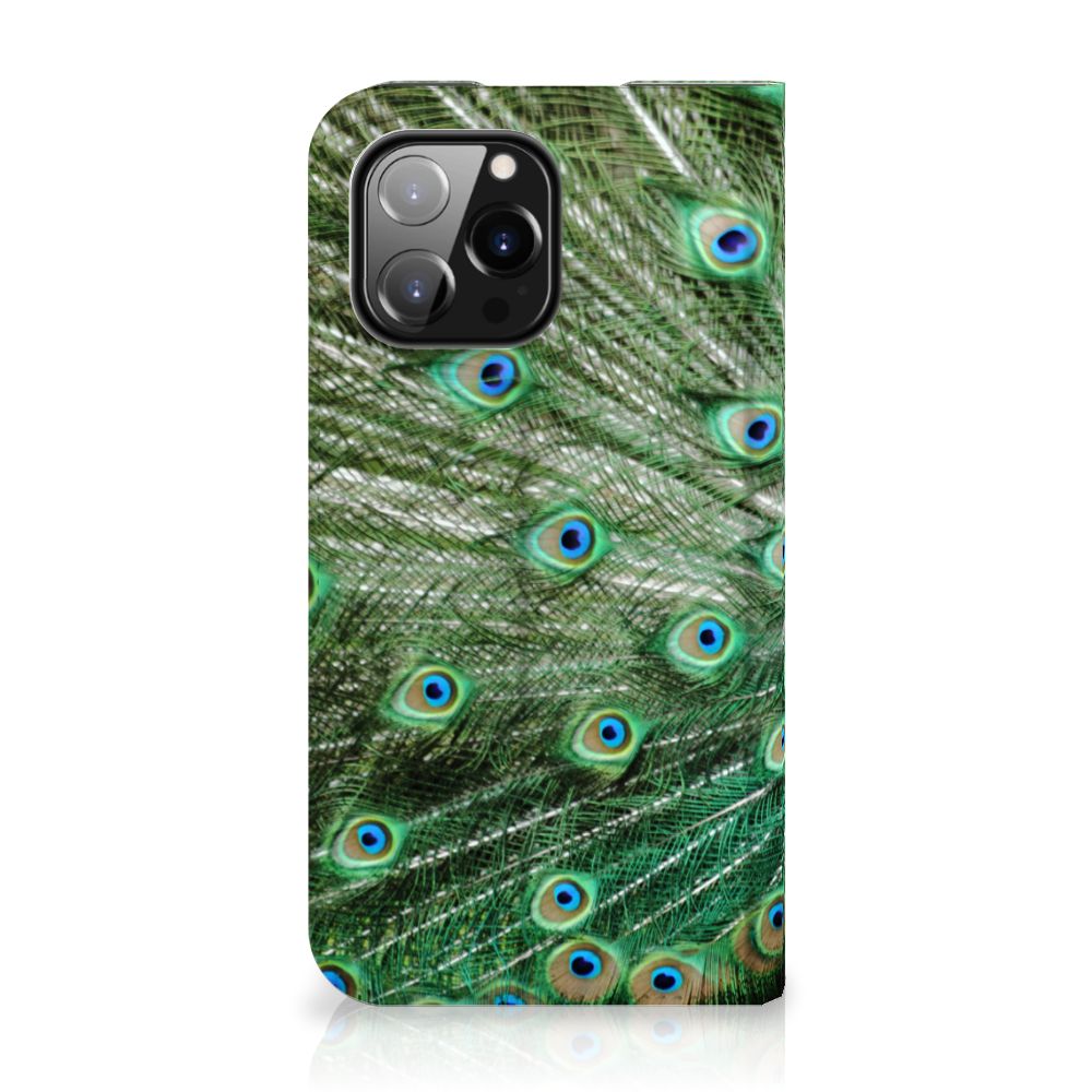 iPhone 14 Pro Max hoesje maken Pauw design pauwenveren aanzicht