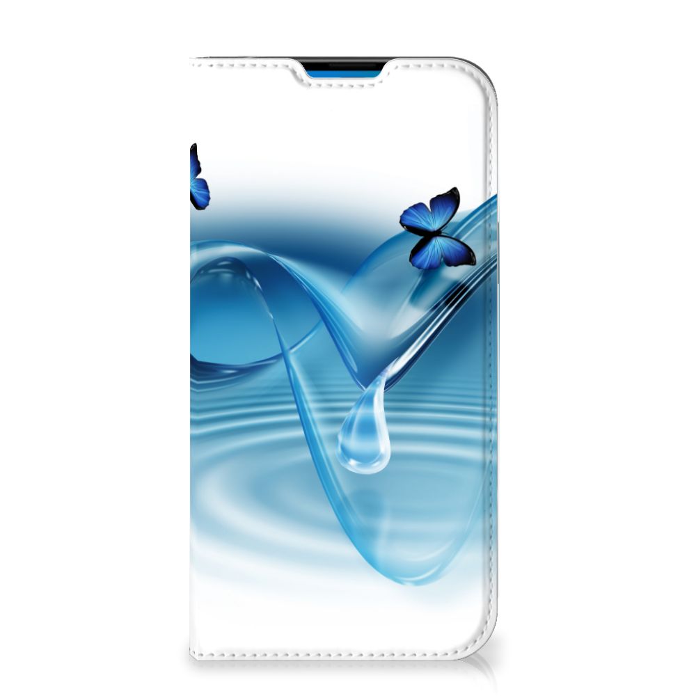 iPhone 14 Pro Max Hoesje maken Vlinders blauw vlinders water design vooraan
