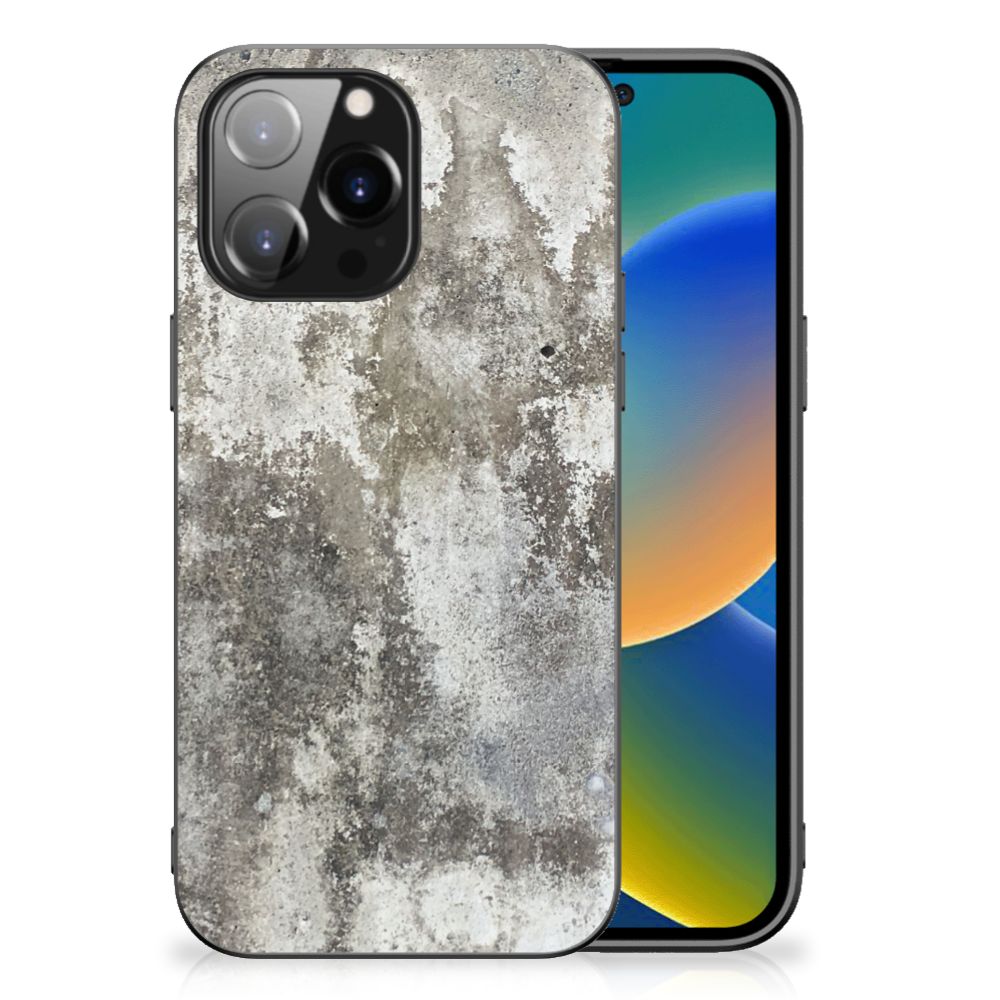 Apple iPhone 14 Pro Max Marmeren Print Telefoonhoesje Beton Print back cover stenen print aanzicht