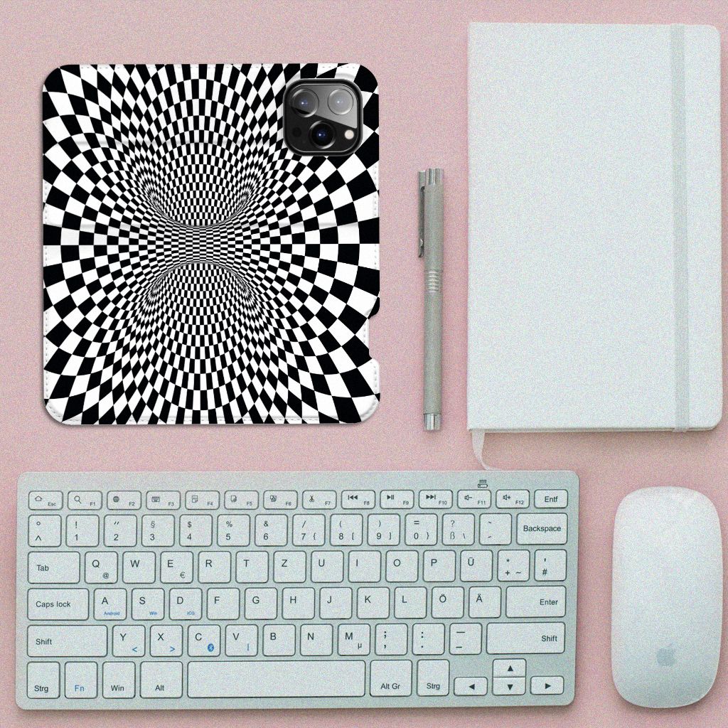 iPhone 14 Pro Max Stand Case Illusie design Illusie zwart wit