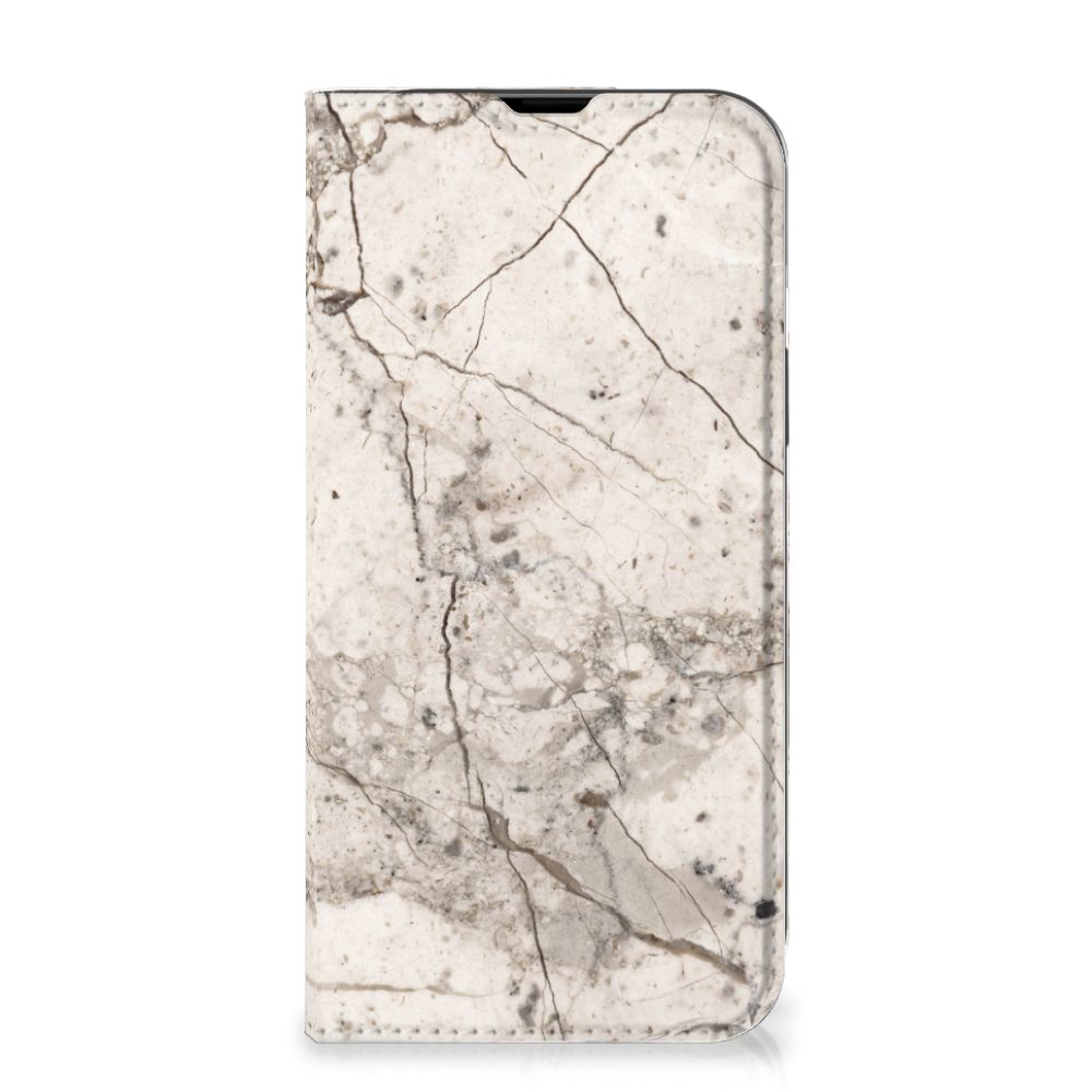 iPhone 14 Standcase Marmer Beige hoesje design marmer aanzicht