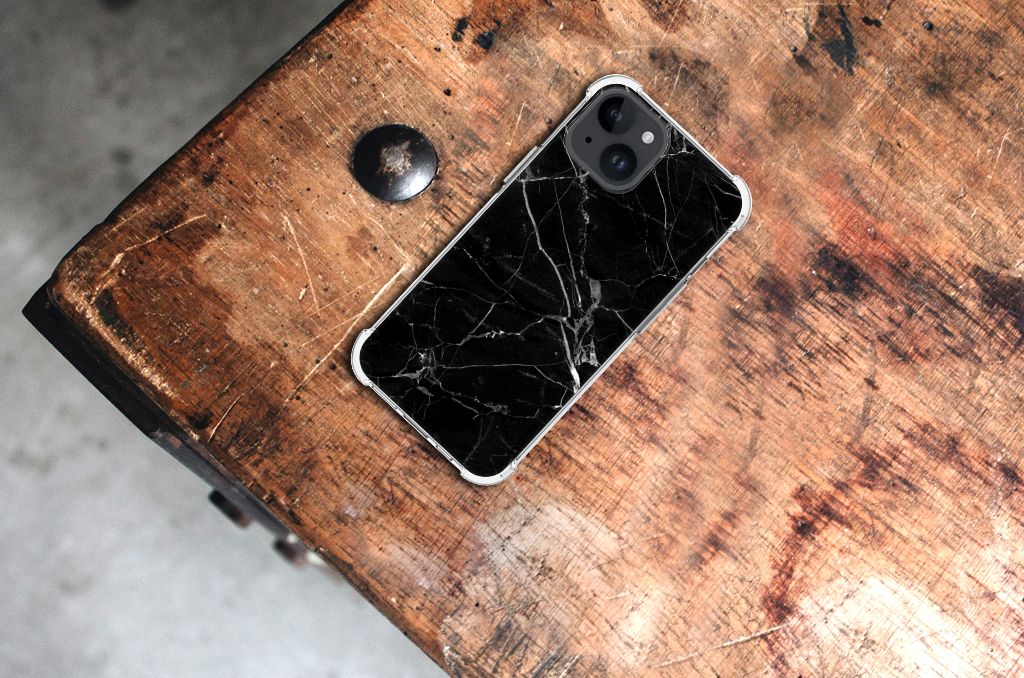 iPhone 15 Anti-Shock Hoesje Marmer Zwart - Origineel Cadeau Vader B2C Telecom
