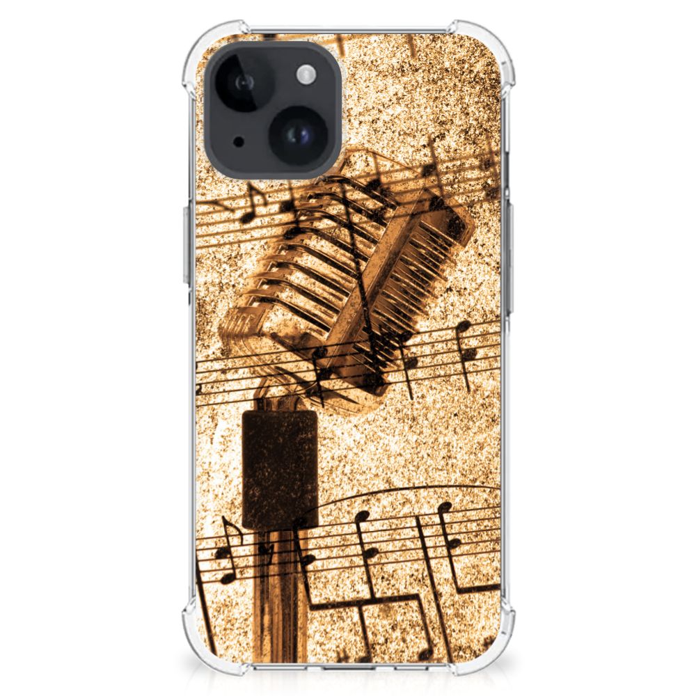 iPhone 15 Anti-shock Hoesje met foto Bladmuziek design voorkant