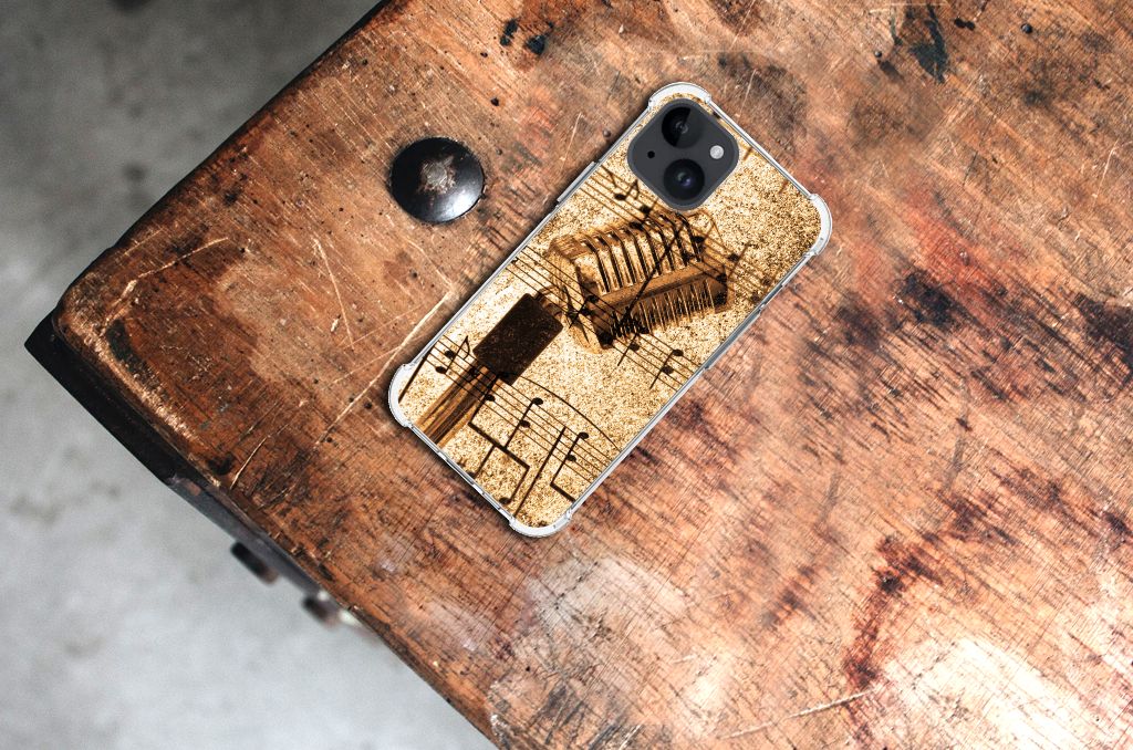 iPhone 15 Anti-shock Hoesje met foto Bladmuziek design Bladmuziek aanzicht